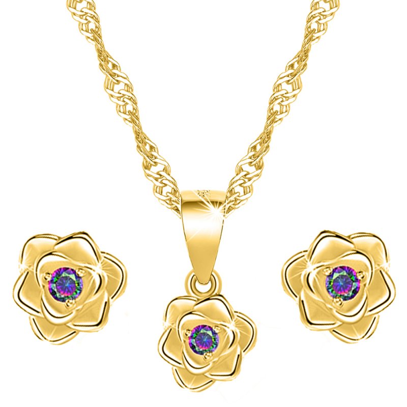 Set de Bijuterii de Lux pentru Femei cu Flori din Aur 925 - ZEPHIRO™