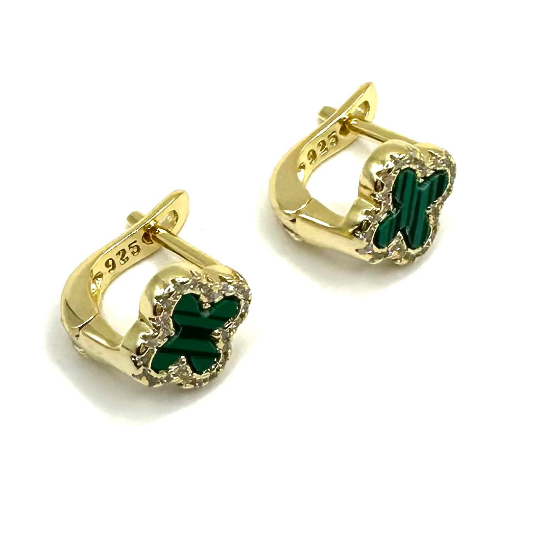 Cercei Aurii Cu Verde - Zephiro™ - Eleganță Luxoasă pentru Femei