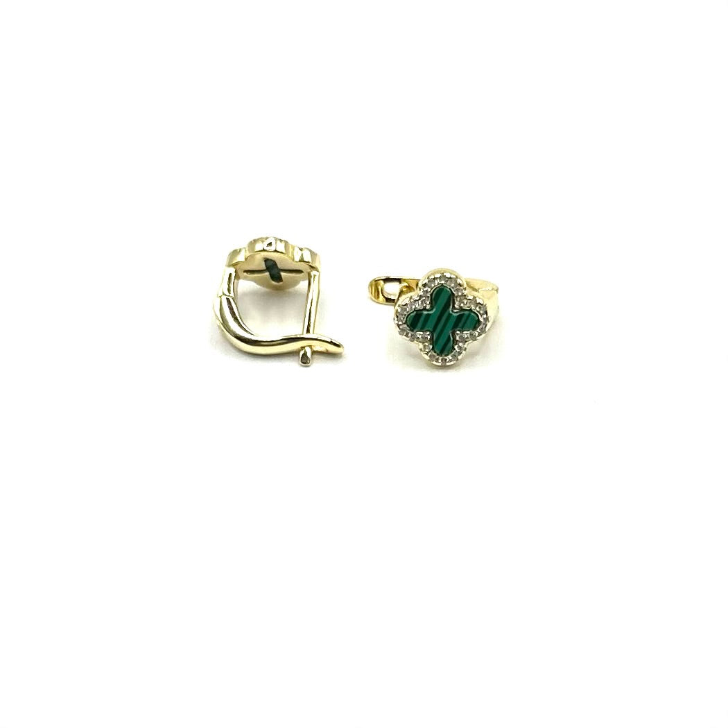 Cercei Aurii Cu Verde - Zephiro™ - Eleganță Luxoasă pentru Femei